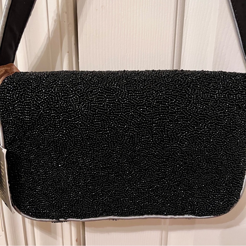 NWT Hand-Beaded Skull & Bones Purse Bag by From India To You, Black/Silver - Picture 7 of 17